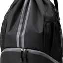 Hoedia Sports Drawstring Backpack - String Swim Gym Bag with Shoes Compartment and Wet Proof Pocket for Women&Men (Large, Black)