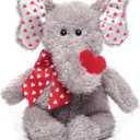 Bearington Hugh Loves You Elephant Stuffed Animal - 13" Cuddly Valentines Stuffed Animal with Soft Grey Fur and Heart Details - Adorable Elephant Valentines Day Gift for Kids, Babies, and Loved Ones