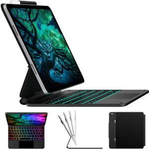 typecase Edge Keyboard Case for iPad Air 11-inch (M3 2025 / M2 2024)& iPad Pro 11 inch (4th/3rd/2nd/1st Gen),Magic Keyboard for Air 5th/4th Gen,Multi-Touch Trackpad, 11 Colors Backlight,Black