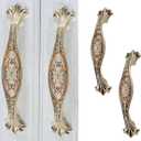 3-3/4" Zinc Alloy Cabinet Pulls Furniture Knobs Floral Pattern Cupboard Handle Drawer Pulls Solid Metal Kitchen Hardware Handles for Cabinet Drawer Wardrobe (2pcs/Set)