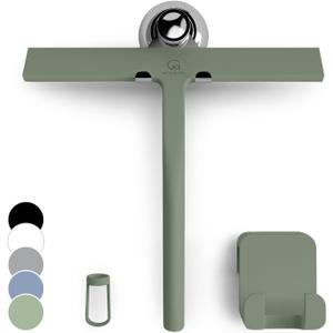 GTEWERK Shower Squeegee for Glass Doors, Silicone Window Squeegee, Bathroom and Glass Cleaning - Green - 9 Inch