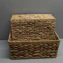 StorageWorks Wicker Storage Baskets, Large and Small Baskets, Handwoven Water Hyacinth Basket for Organizing, Decorative Organizers with Built-in Handles, Set of 2 (15"D x 11"W x 7"H + 13"D x 9"W x 6"H)
