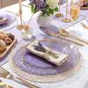 bUCLA 40PCS Clear Purple and Gold Plastic Plates - Fancy Lace-Edge Purple with Gold Trim Hammered Disposable - Include 20 Each (10inch Dinner & 7inch Dessert) Plates for Party & Wedding