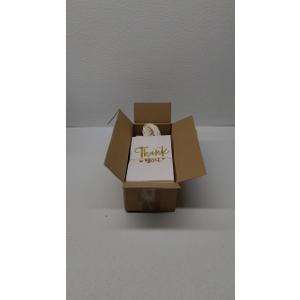 DjinnGlory 50 Pack Small White & Gold Foil Thank You Paper Gift Bags with Handles 9 x5.5 x3.15 Inch and 50 Tissue Paper for Wedding Baby Shower Birthday Mother's Day Graduation Favors Goodies