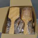 Tessco for you 12 Pcs Christmas Bamboo Hair Brushes Thanksgiving Bulk Wooden Paddle Brush Scalp Massage Bristle Anti Static Engraving DIY Gift for Women Wedding(9.65'' X 3.35'',Natural)