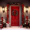 2 x 6PCS Large Velvet Christmas Wreath Bows 24x15 Inch Vintage Xmas Tree Topper Ribbon Bow Rustic Christmas Staircase Crafts Gift Bows for Christmas Outdoor Indoor Decor(Burgundy)