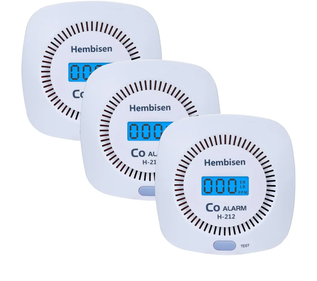 3 Packs Carbon Monoxide Detectors - Hembisen CO Alarm Detector Monitor Battery Operated with Digital Display for House Kitchen Restaurant Hotel Office
