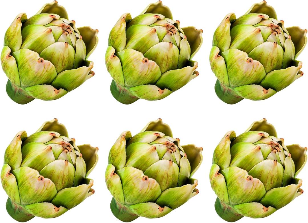 Funzhan 6pcs Small Faux Artichokes Decoration, Green Artificial Artichoke