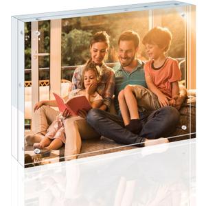 Egofine 8x10 Acrylic Frame, 20mm Thicker Frameless Clear Picture Frame, Double Sided Magnetic Picture Frame, Free Standing Desktop Display