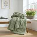 COZYART Lint Free Faux Fur Sherpa Throw Blanket, Reversible Soft Fluffy Shaggy Microfiber, Warm Cozy for Couch Sofa Bed Home Decor, Sage Green 50x60 Inches