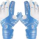 Sportout Youth&Adult Goalie Goalkeeper Gloves,Strong Grip for The Toughest Saves, with Finger Protect & 4+3MM Latex to Give Splendid Protection to Prevent Injuries,4 Colors (8, Blue)