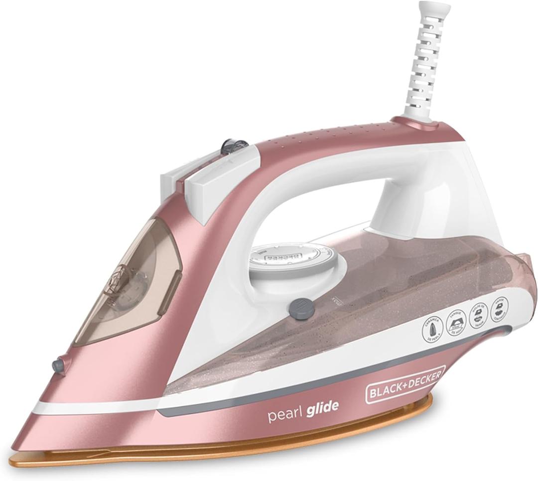 BLACK+DECKER Pearl Iron, IR2398, 50% Smoother Gliding with Pearl-Infused Ceramic Soleplate, Powerful Steam, 8 Foot Cord, Vertical Steam Function (Standard)