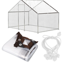 6.6x13 Ft Chicken Coop Cover with 10 Pcs Ball Bungees Cords Transparent Waterproof Material Protection from Sun Rain Snow and Low Temperature