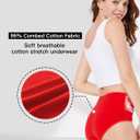 HAVVIS Women's Briefs Underwear Cotton High Waist Tummy Control Panties Rose Jacquard Ladies Panty Multipack (Red, XL)