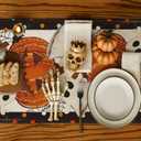 Halloween Table Runner 13x72 Inch  Spooky Pumpkin Ghost Bat Design with Polka Dots and Spider Webs, Festive Dining Table Decoration for Fall, Halloween Party and Autumn Home Dcor