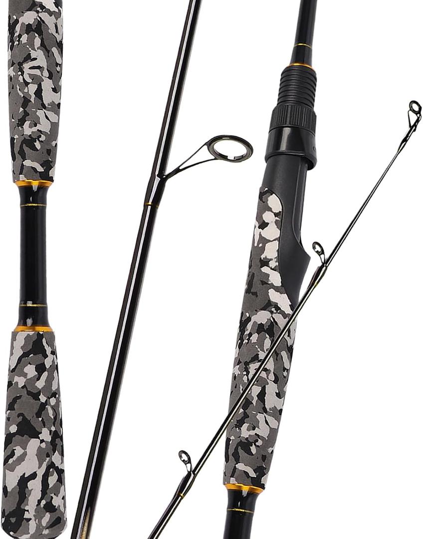 Fiblink 4-Piece Travel Fishing Rod, Spinning & Casting Rod with Camo EVA Handle, Portable Freshwater Carbon Fiber Pole, 7'6" Medium