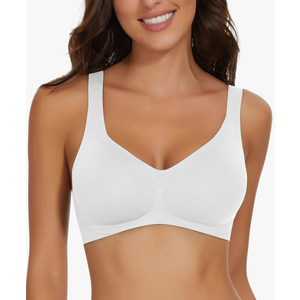 WOWENY Seamless Wireless Bra for Women Support Push Up Bra Soft Bralettes No Underwire V Neck Adjustable Padded Everyday Bra S