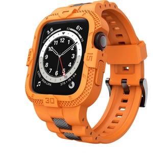 GELISHI Bands Compatible for Apple Watch Band 46mm 45mm 44mm 42mm, Men Sport Rugged Band with Protective Case for Watch Series 11 10 9 8 7/ SE 3/2/1/ Series 6 5 4 3 (Orange)
