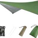 Azarxis Hammock Camping Tarp Rain Fly, Waterproof Tent Shelter Awning Sunshade Cloth Picnic Mat for Outdoor Hiking Beach Backpacking - Included Guy Lines & Stakes (7.55 x 6.89 ft, #01 Green)