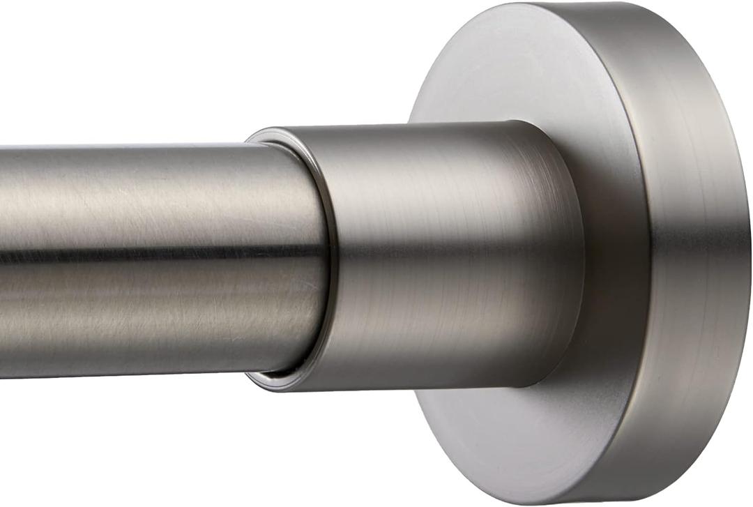 Shower Curtain Rod Tension- Never Rust No Drill Non-Slip Spring Tension Shower Rod, 43-73 inches 304 Stainless Steel, Brushed Nickel