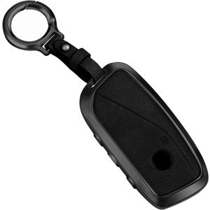 Key Fob Cover Case Leather Compatible for BMW 2025 2024 2023 5/7 Series , X5, X6, X7,X2, X5M,I5,I7XM,2022-2023 IX, Black Keychain for Women Men