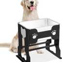 2.4 Gallon Elevated Large Dog Water Bowl with Full Metal Stand, 14.2" Raised Stainless Steel Bowl for Large Breed, Dog Feeding Station for Relief Joint Pressure, Easy to Clean, Indoor & Outdoor Uses