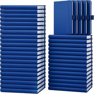 Laumoi 40 Pack Pocket Notebook Journals A6 Mini Hardcover Journal PU Leather Lined Notebooks 3.5 x 5.5 Inch Small College Ruled Notepad with Pen Holder for Writing Office School Supplies (Navy Blue)