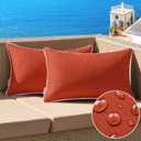 MIULEE Pack of 2 Outdoor Waterproof Pillow Covers Decorative Lumbar Throw Pillows Solid Color Farmhouse Couch Cushion Covers for Patio Tent Bed Sofa Living Room 12x20 Inch Rust