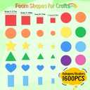 1600Pcs Foam Stickers,8 Colors Foam Shape Stickers for Kids Crafts Self Adhesive,Star Heart Circle Geometric Stickers for Preschool DIY Art Supplies Project Home Party Decorations 16 Sheets(Geometric)