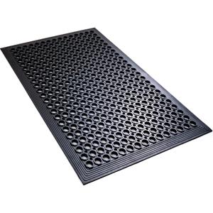 YOSHIKO Anti Fatigue Rubber Floor Mats Restaurant Kitchen Rubber Drainage Mat Out Door Mats Durable Non-Slip Bar Floor Mat Utility Mat Indoor Outdoor Wet Area Use 24" x 36" Black