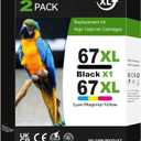 67XL Ink Cartridge for HP Ink 67 Compatible for Deskjet 2755e Ink Cartridges 2700 2855e 2755e 2755 4155e 4255e for Envy 6000 6055e 6400 2Pack