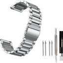 Moran Stainless Steel Watch Band Quick Release Replacement Metal Strap 20mm 22mm for Men Women (Silver+Folding Clasp, 22mm)