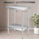 Garvee Stainless Steel Table, 14" x 24" NSF 2 Tier Prep Table, W/ Legs