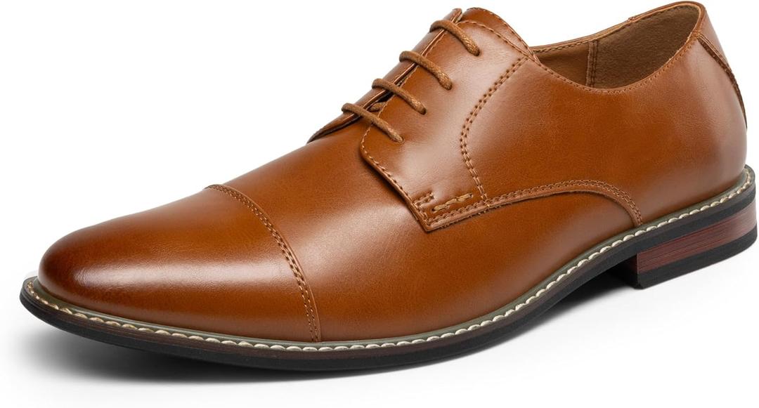 Bruno Marc Men's Prince Classic Modern Formal Oxford Lace Up Dress Shoes (Size 8, Brown)
