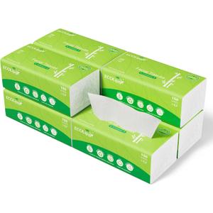 ECOLipak Bamboo Facial Tissues, Soft Pack 8 Packs, 1200 Sheets Total 3-Ply Ultra Soft & Strong, Hypoallergenic, Travel Size for Car, Home, Office