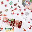 30Pcs Christmas Nail Charms and Gems 3D Metal Snowflakes Elk Candy Nail Jewelry Rhinestone Supply Winter Christmas Tree Socks Santa Claus Nail Art Charms for Women DIY Xmas Nails Decoration Supply, Small