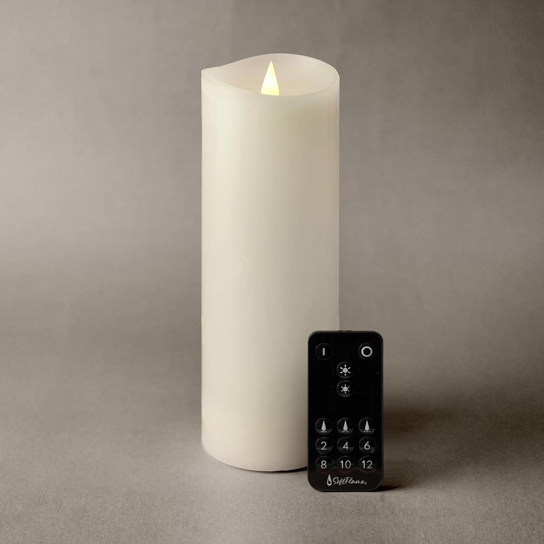Flameless LED Candles with Remote Control, 3"x 9.1"Flickering 3D Moving Flame Battery Operated Candles in Real Wax Shell for Indoor Use, Home Decor White