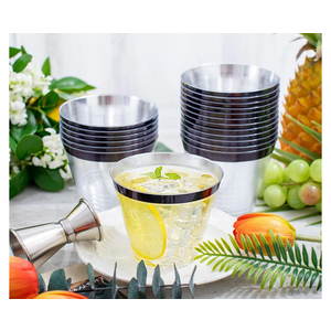 WELLIFE 50 PCS Black Plastic Cups,9 oz Clear Cups for Party and Wedding,Disposable Cocktail Glasses,Plastic Wine Glasses Disposable