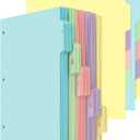 Dynta 3 Ring Binder Dividers with 5 Tabs Bulk 150 Pcs/30 Sets 8.5 x 11 Inches, Letter Size, 5 Colors Durable Paper 3 Hole Punch Index Divider for Kids, Women, Students