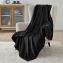 Bedsure Fleece Throw XL Blanket Black - 300GSM Soft Lightweight Plush Cozy Blankets for Bed, Sofa, Couch, Travel, Camping, 50x70 inches