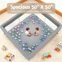Baby Playpen, Foldable, No Assembly Required, 50x50 in, Grey