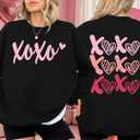 Valentines Sweatshirts for Women Love Heart Graphic Sweatshirt Valentine's Long Sleeve Pullover Tops (Black, M)