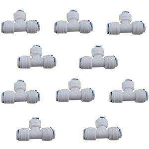 Lemoy Liimevvon 10x 1/4 inch Tee 3 Way Tube Quick Connect Push Fit RO Water Reverse Osmosis System