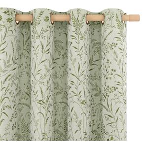 BGment Green Leaf Linen Curtains for Living Room 84 Inch Length, Botanical Branch Floral Patterned Cottage Core Farmhouse Vintage Linen Curtains Light Filtering Window Drapes, 52 x 84 Inch, Sage Green