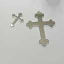 10pcs Acrylic Baptism Cross Cake Topper, Mirror Cross Cake Decor, Gold Holy Communion (4'', Silver Mirror)