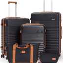 Luggage Sets 5 Piece, Suitcases with Wheels, Hardshell Suitcase Set, ABS Carry on Luggage Set with TSA Lock, Travel Luggage (Black)