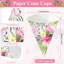 2 x Ceenna 100 Pcs 6 oz Flamingo Snow Cone Cups Hawaiian Disposable Leakproof Shave Ice Cream Cups for Slush Sorbet Tropical Luau Paper Bowls for Summer Wedding Birthday Party Treats Supplies