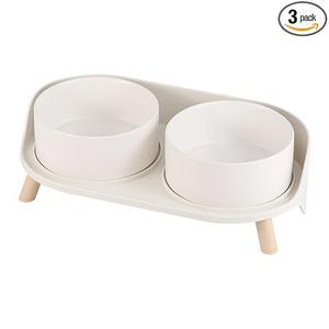 Elevated Ceramic Dog Bowl Set  Double Dog Feeding Bowls with Stand Splash Proof  Raised Dishes for Food and Water  Ideal for Small to Medium Dogs  2 x 850 ml  28.74 oz