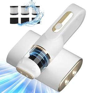 Bed Vacuum Cleaner, Mattress Vacuum Cleaner with UV-C Light 14Kpa HEPA Filter, Handheld Vacuum Cordless Bed Cleaner for Bed Sofa Pillows Cribs Couch, White