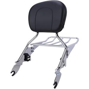OUMURS Chrome Detachable Sissy Bar Passenger Rear Backrest Pad with Luggage Rack Compatible with Harley Touring 2009-2023; Road King, Road Glide, Street Glide, Electra Glide, Ultra Classic